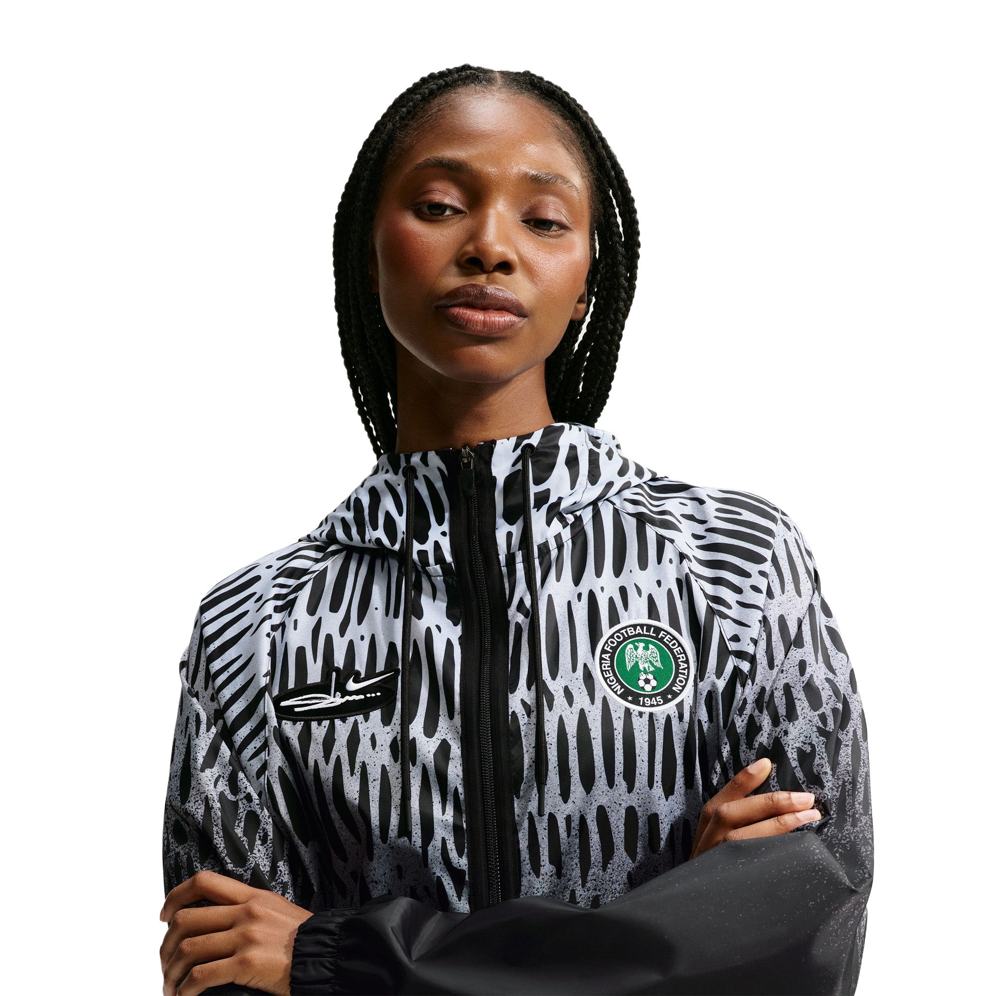 Nike x Slawn Nigeria Soccer Anthem Jacket 'Black/White' - ROOTED