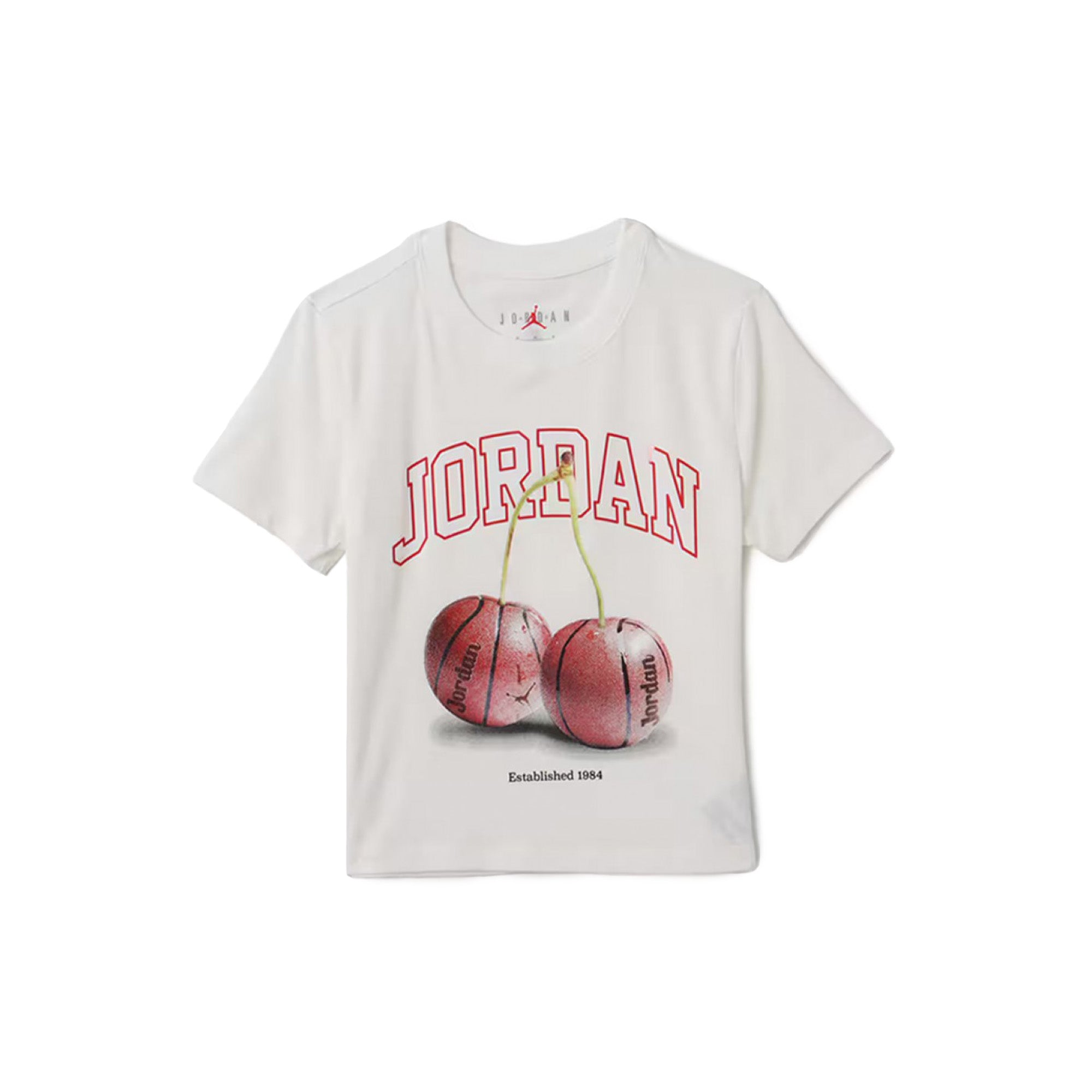 Womens Jordan Brooklyn Cherry Tee 'White/Gym Red' - ROOTED