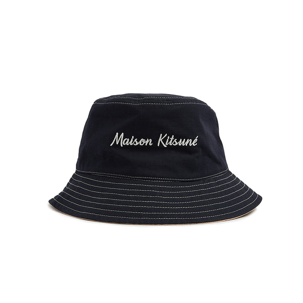 Maison Kitsune Workwear Bucket Hat 'Navy' | ROOTED