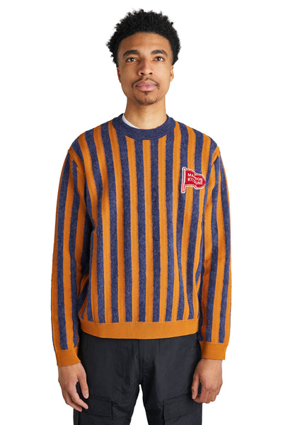 Maison Kitsune Striped Comfort Sweater 'Ink Blue/Mustard Maison Kitsune Striped Comfort Sweater 'Ink Blue/Mustard