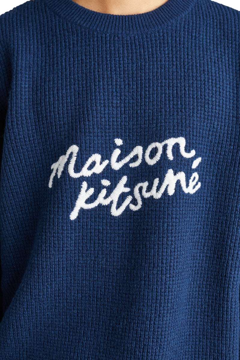 Maison Kitsune Handwriting Comfort Sweater 'Ink Blue' - ROOTED