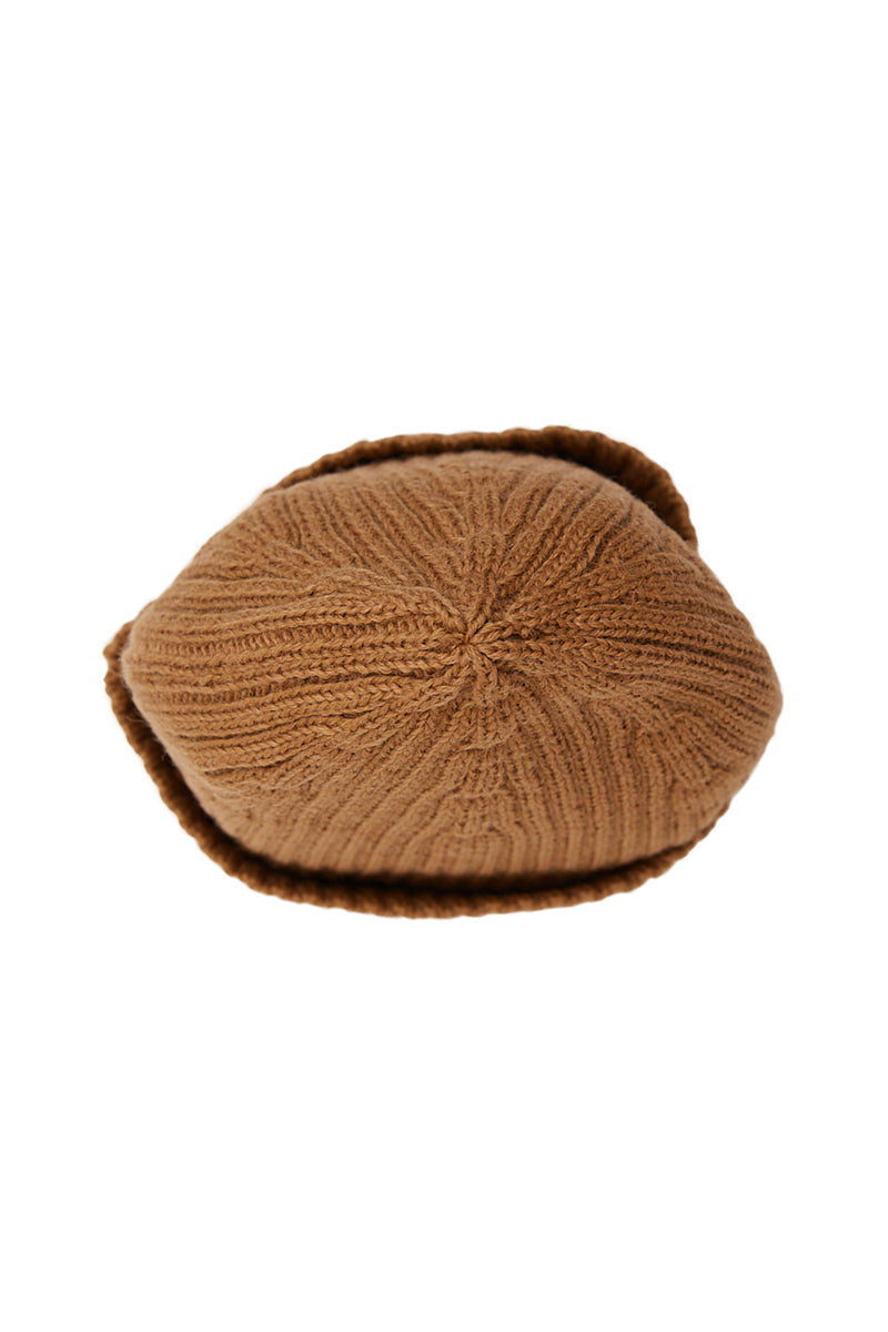 Maison Kitsune Fox Head Patch Ribbed Beanie 'Golden Brown' - ROOTED
