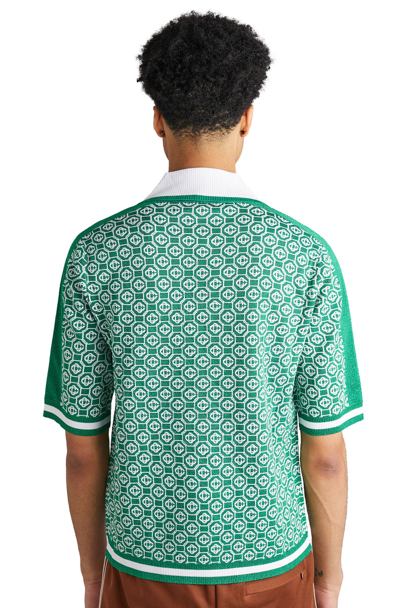 Casablanca Lurex Jacquard Polo Shirt 'Green' | ROOTED