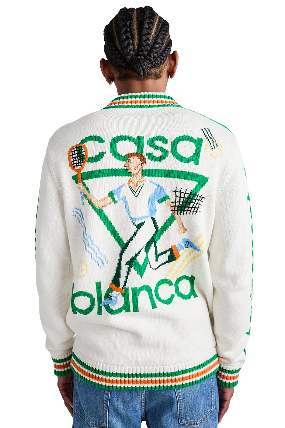 Casablanca Le Jeu Intarsia Knit Jacket 'White' - ROOTED