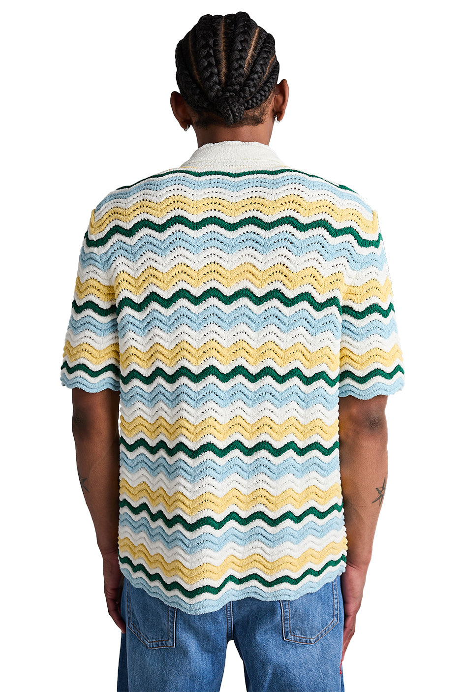 Casablanca Boucle Wave Shirt 'Yellow/Blue' - ROOTED