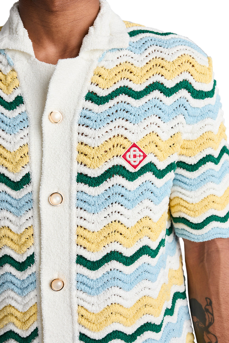 Casablanca Boucle Wave Shirt 'Yellow/Blue' - ROOTED