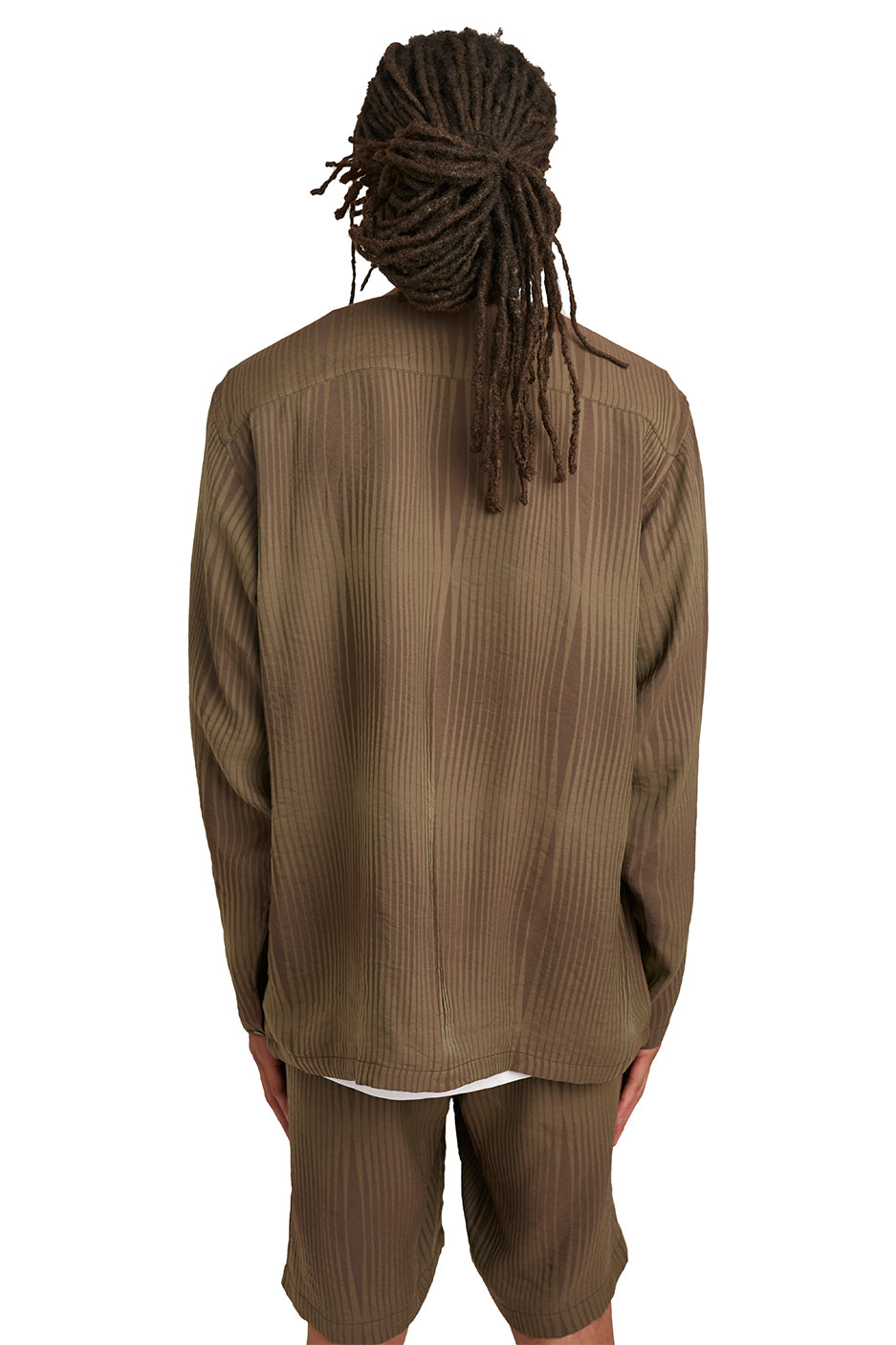 Needles Mens V-Neck R/N Wave Stripe Shirt 'Brown' - ROOTED