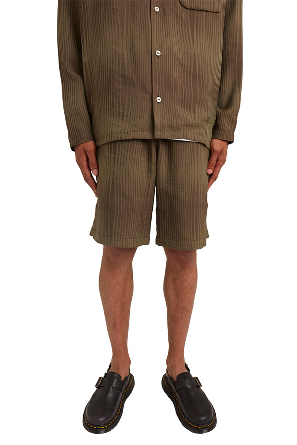 Needles Mens Basketball R/N Wave Stripe Shorts 'Brown' - ROOTED