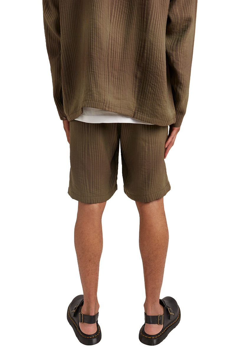 Needles Mens Basketball R/N Wave Stripe Shorts 'Brown' - ROOTED
