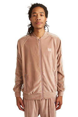 Needles Mens C/PE Velour Track Jacket 'Old Rose' | ROOTED