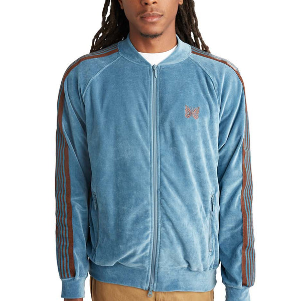 Needles Mens C/PE Velour Track Jacket 'Blue Grey' | ROOTED