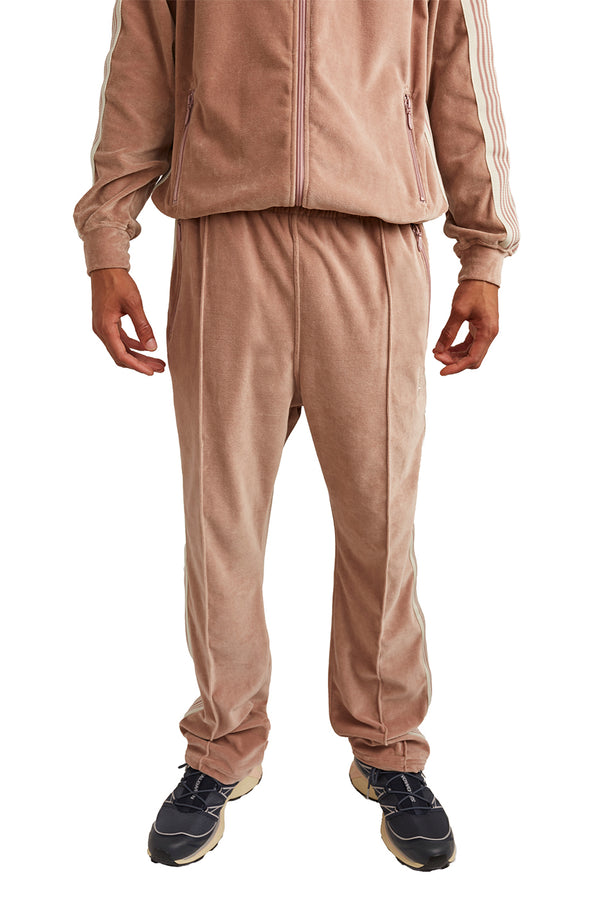 Needles Mens C/PE Velour Trackpants 'Old Rose' - ROOTED