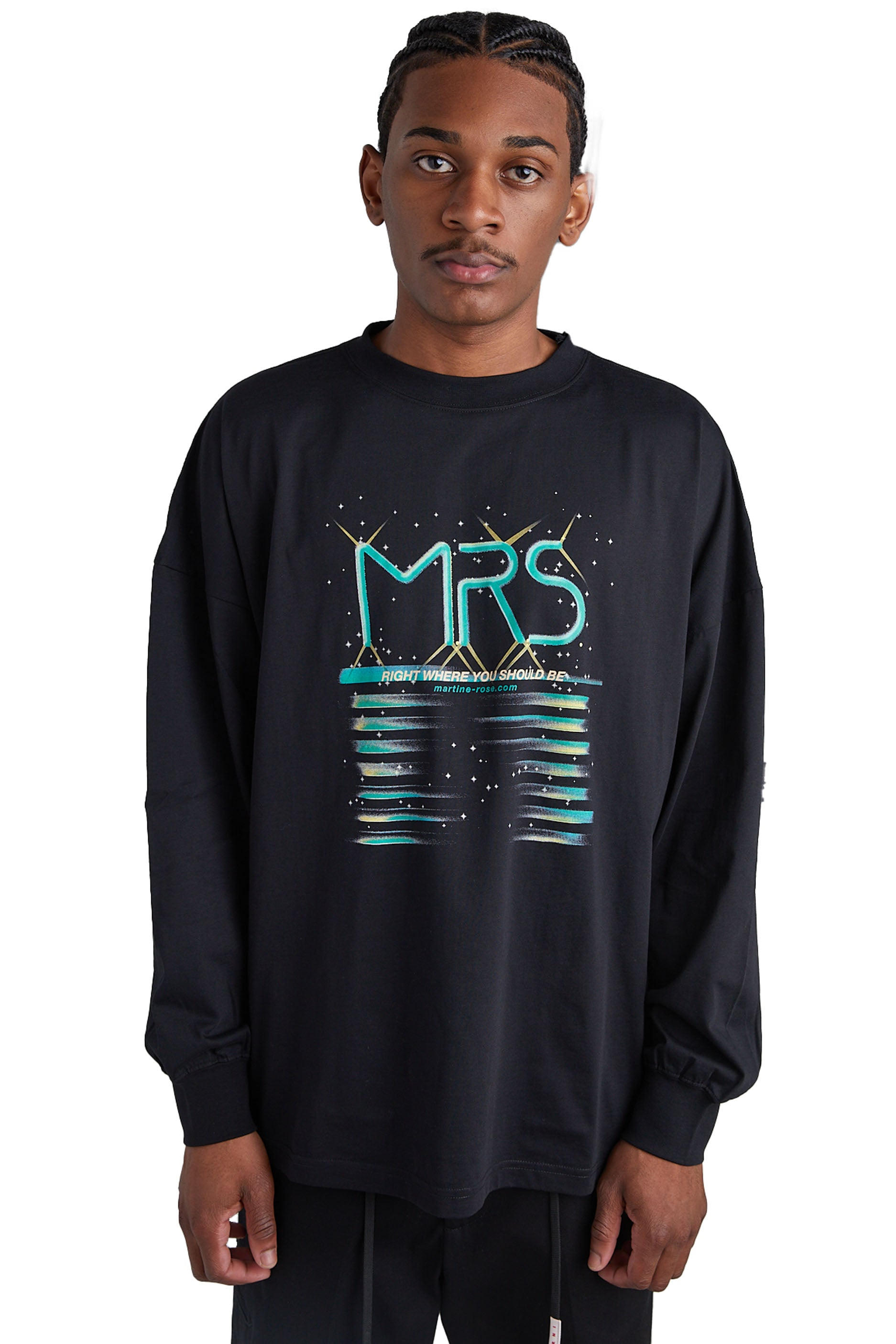 Martine Rose Oversized L/S Tee 'Black/MRS Tubes' - ROOTED