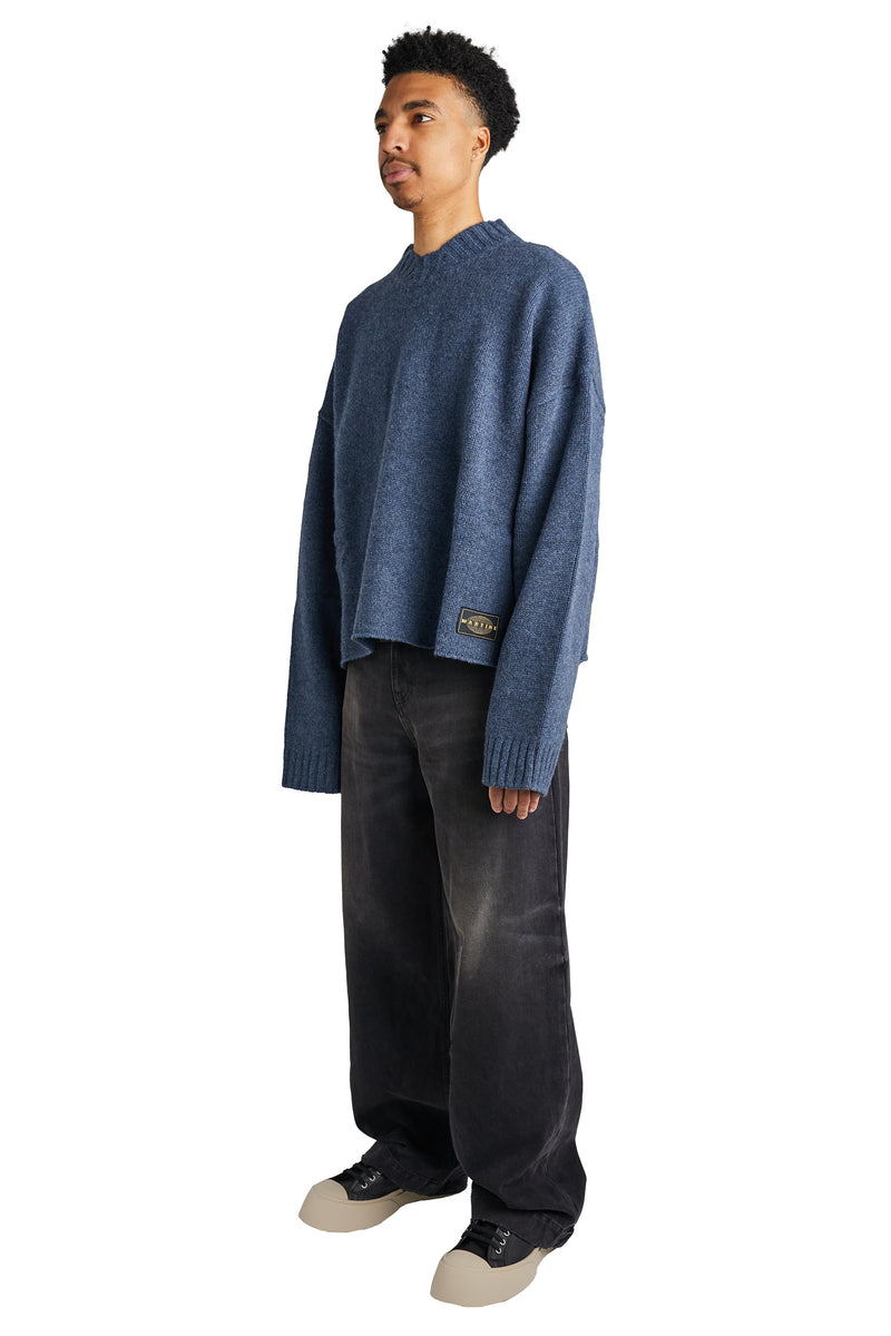 Martine Rose Oversized V-Neck Sweater 'Indigo' - ROOTED