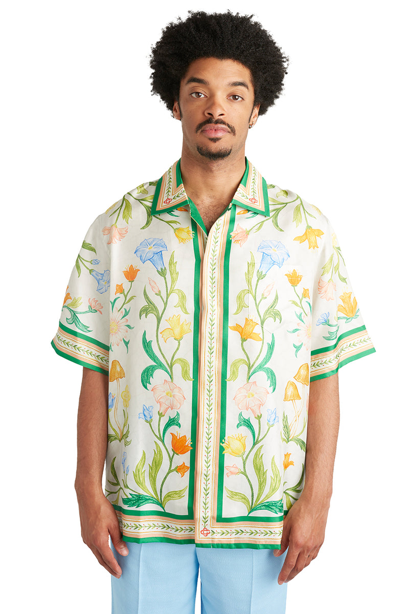 Casablanca Men's Cuban Collar Short Sleeve Shirt