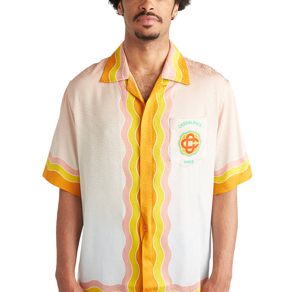 Casablanca Cuban Collar Short Sleeve Shirt Rainbow Monogram
