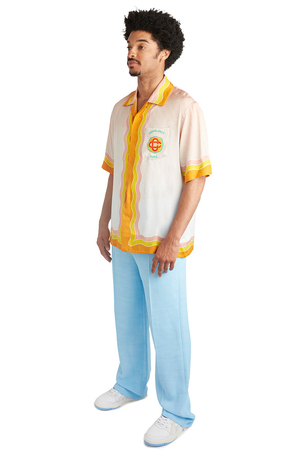 Casablanca Mens Rainbow Monogram Cuban Collar Shirt - ROOTED