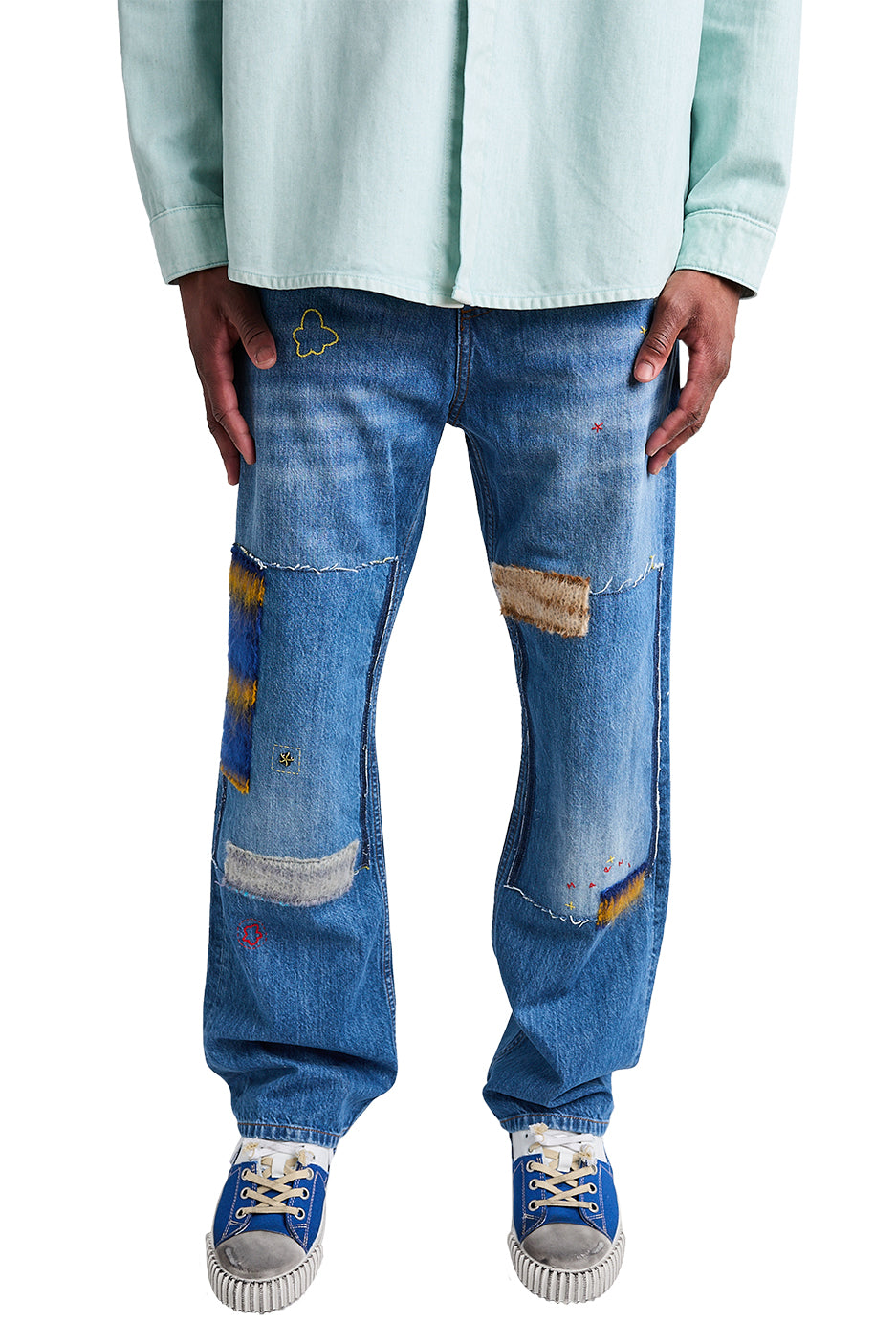 Marni Mohair Patch Jeans 'Iris Blue' - ROOTED