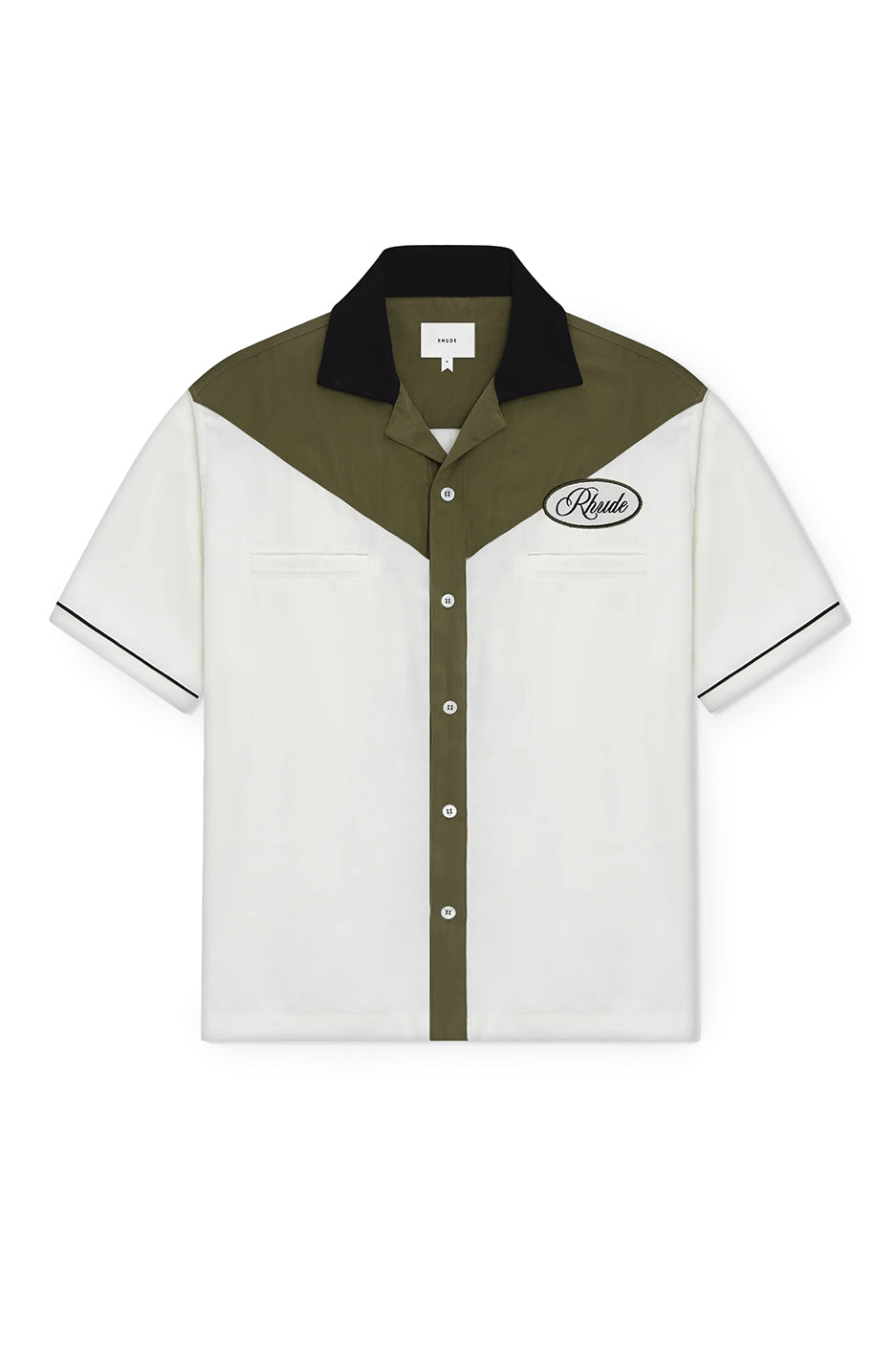 Rhude Town and Country Bowling Shirt 'Military Green/Off White'