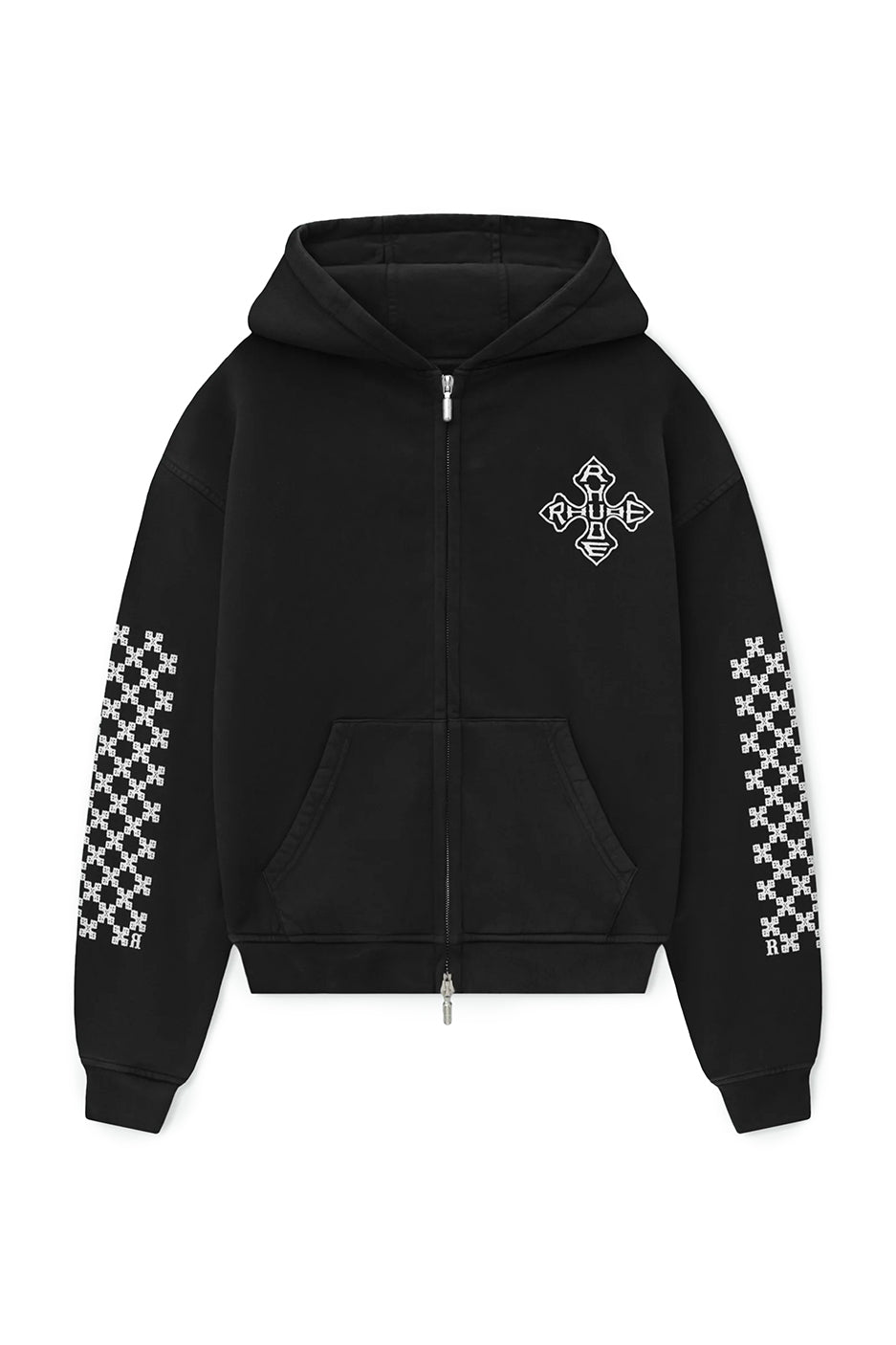 Rhude Cross Logo Zip-Up Hoodie 'Black'