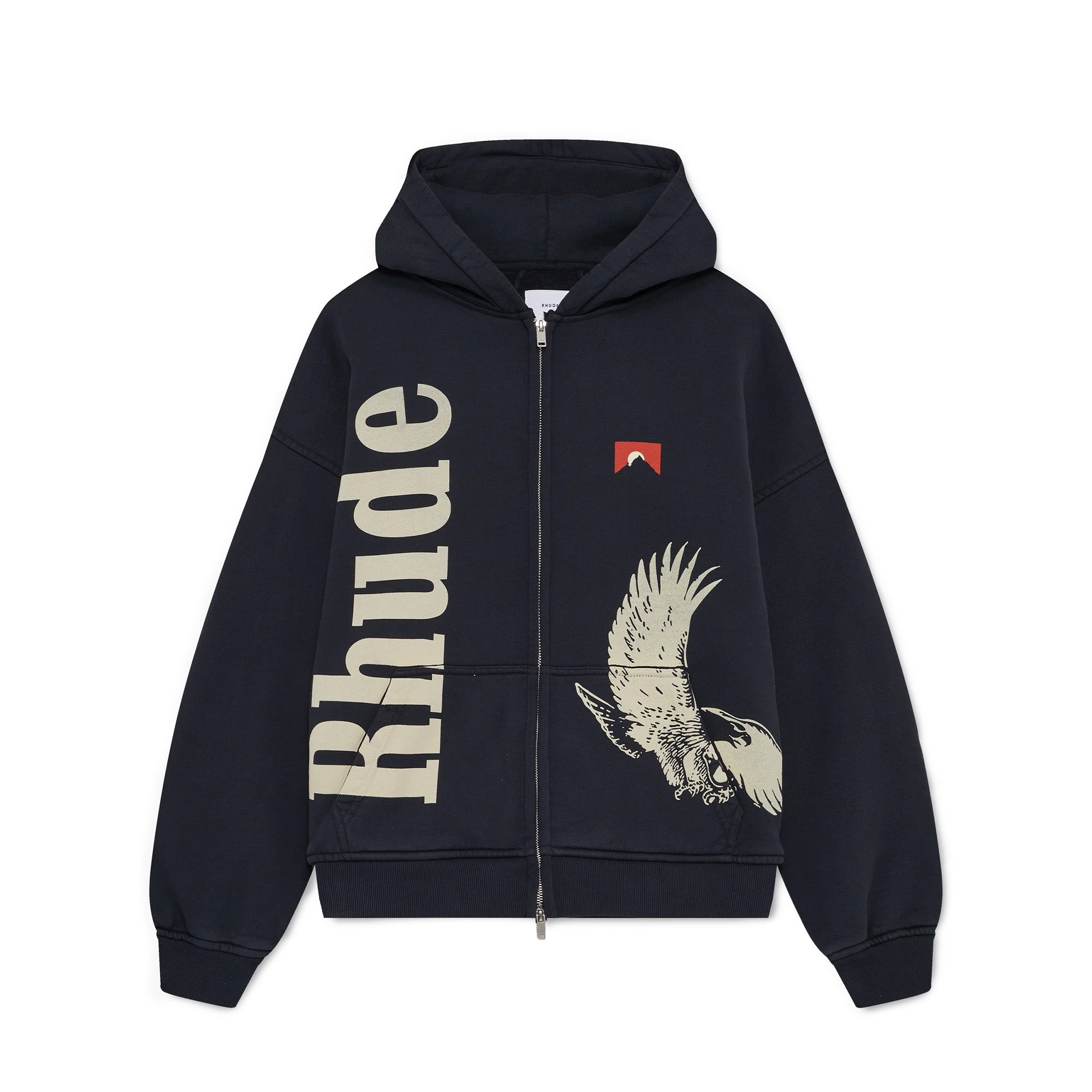 Rhude Eagle Pass Zip Hoodie 'Vintage Black' - ROOTED
