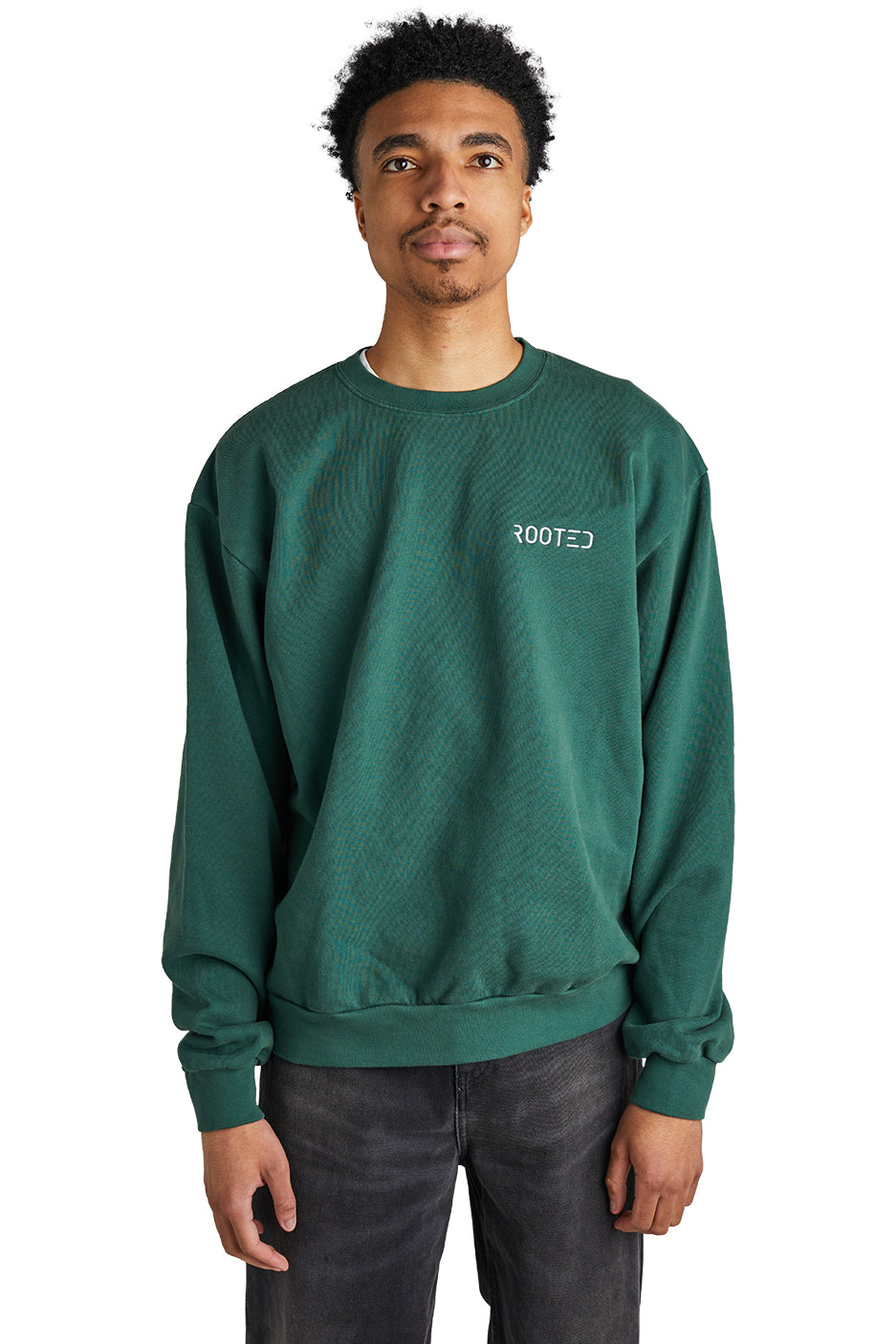 ROOTED Shop Crewneck Sweatshirt 'Dark Green' - ROOTED