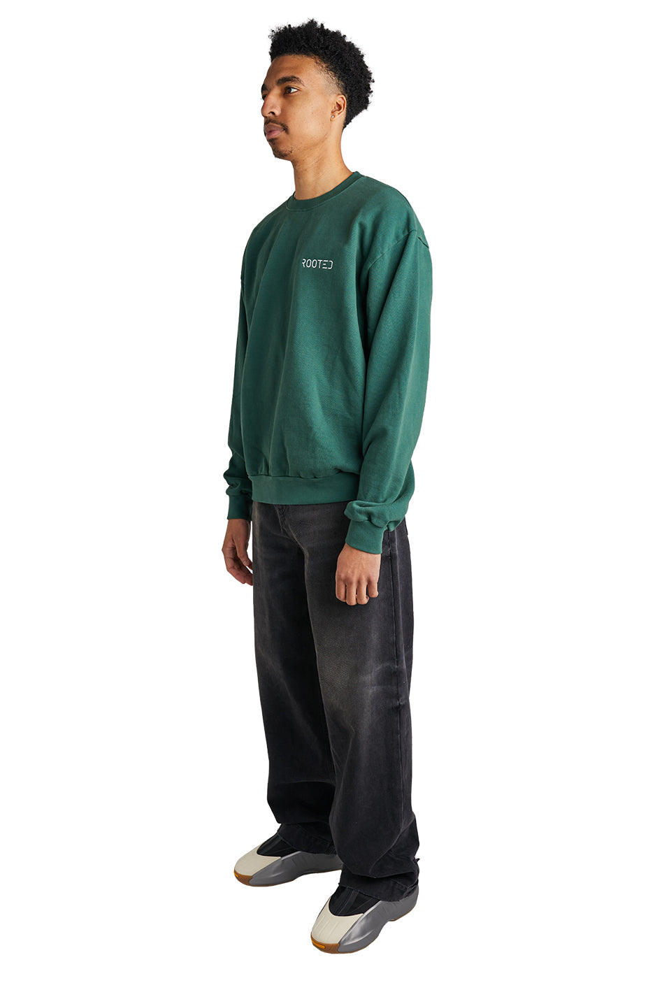 ROOTED Shop Crewneck Sweatshirt 'Dark Green' - ROOTED