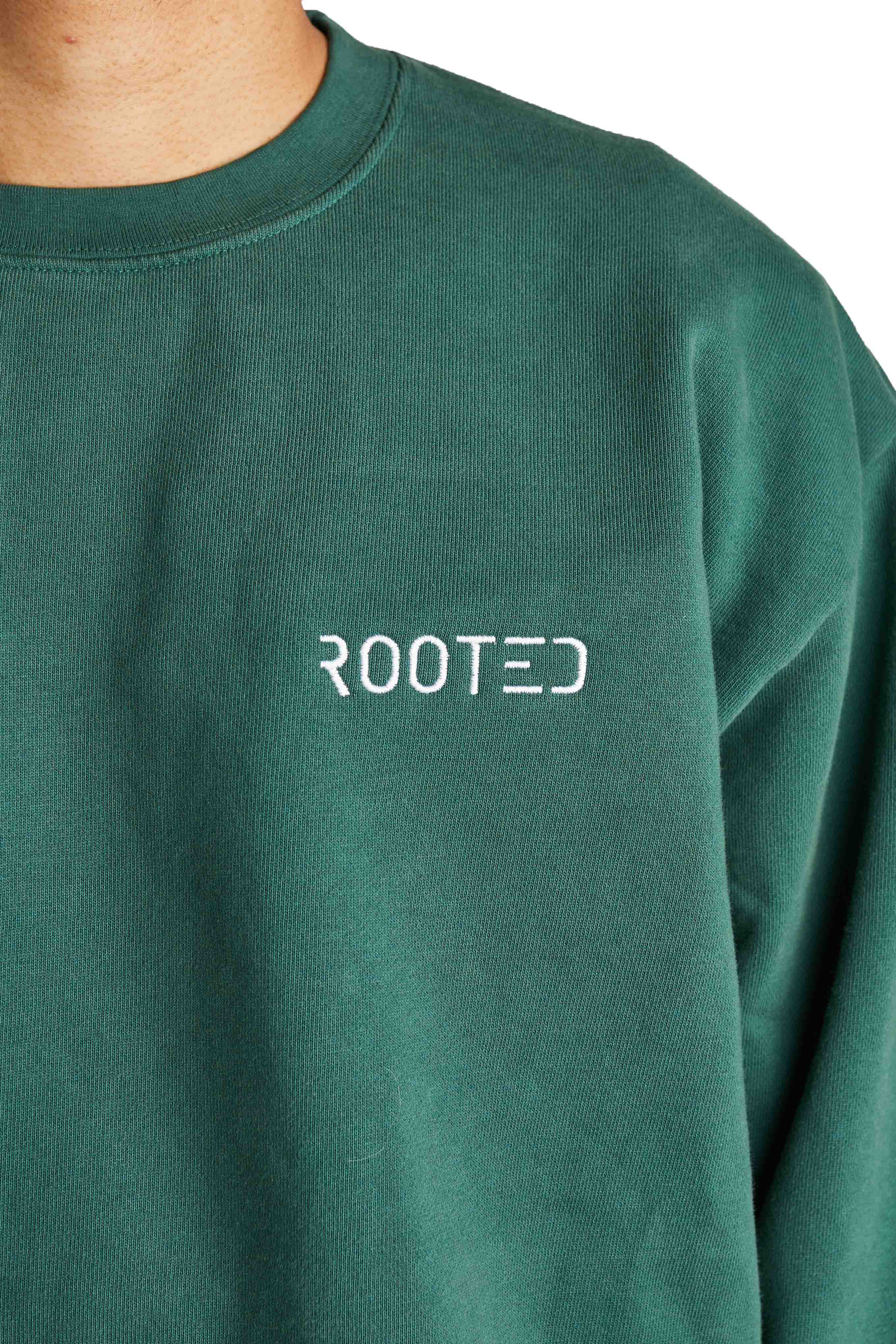 ROOTED Shop Crewneck Sweatshirt 'Dark Green' - ROOTED