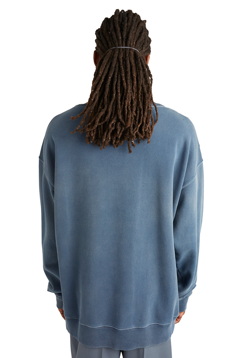 Maison Margiela Mens Distressed Arc Sweatshirt 'Blue' - ROOTED
