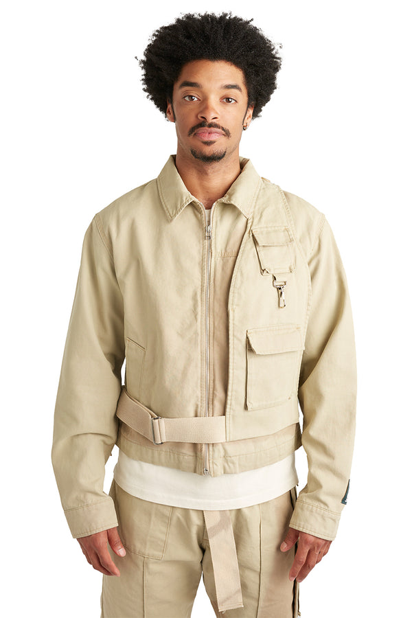Reese Cooper Mens Sunfaded Cotton Work Jacket 'Khaki' - ROOTED