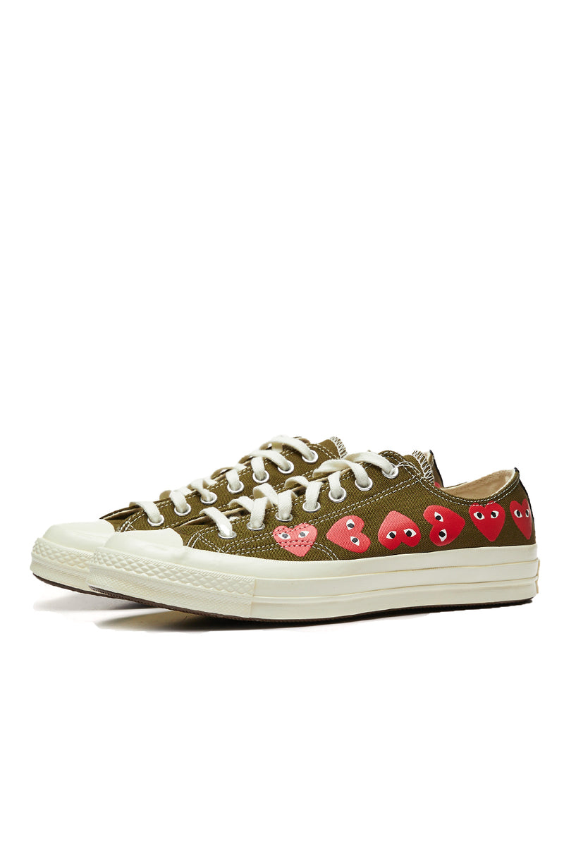 COMME des GARÇONS Play Converse Multi Heart Low 'Olive' - ROOTED