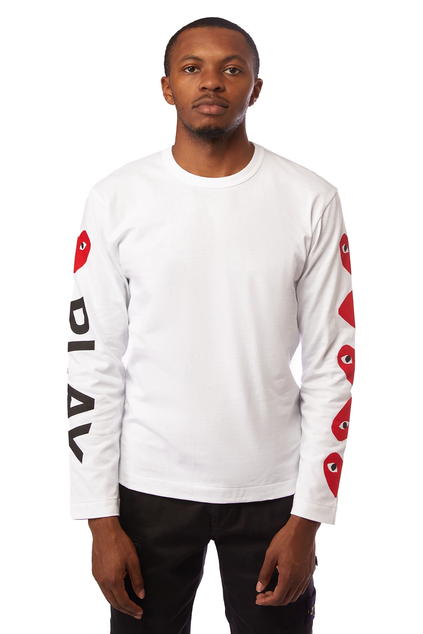 COMME des GARÇONS PLAY L/S Logo Tee 'White/Red' - ROOTED