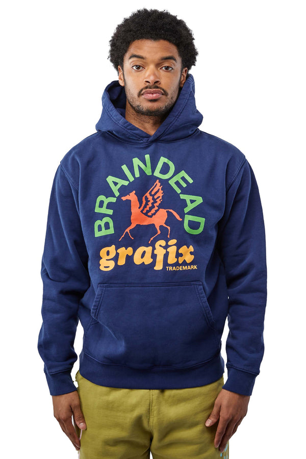 Brain Dead Grafix Hoodie 'Navy' - ROOTED