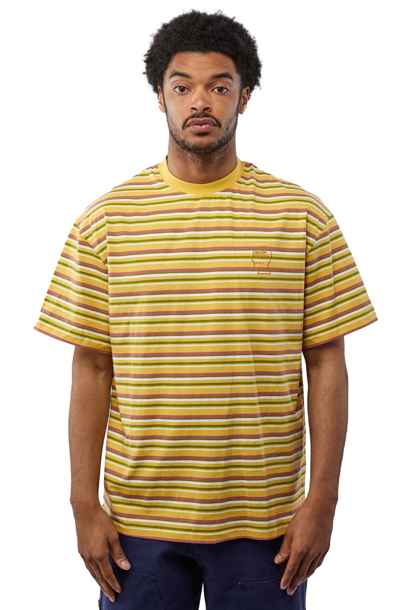 Brain Dead 90's Blocked Striped Tee 'Mustard' - ROOTED