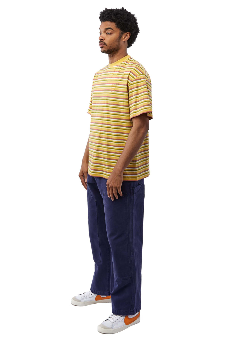 Brain Dead 90's Blocked Striped Tee 'Mustard' - ROOTED