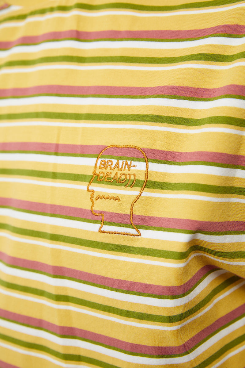 Brain Dead 90's Blocked Striped Tee 'Mustard' - ROOTED