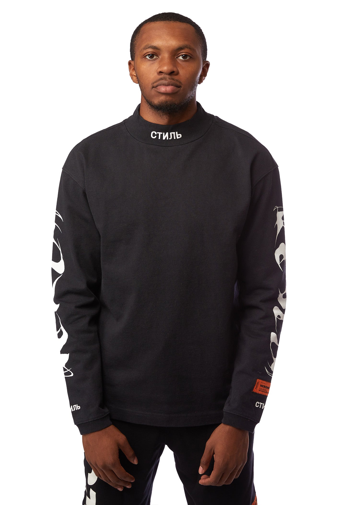Heron Preston LS HP Brush Turtleneck 'Black' - ROOTED