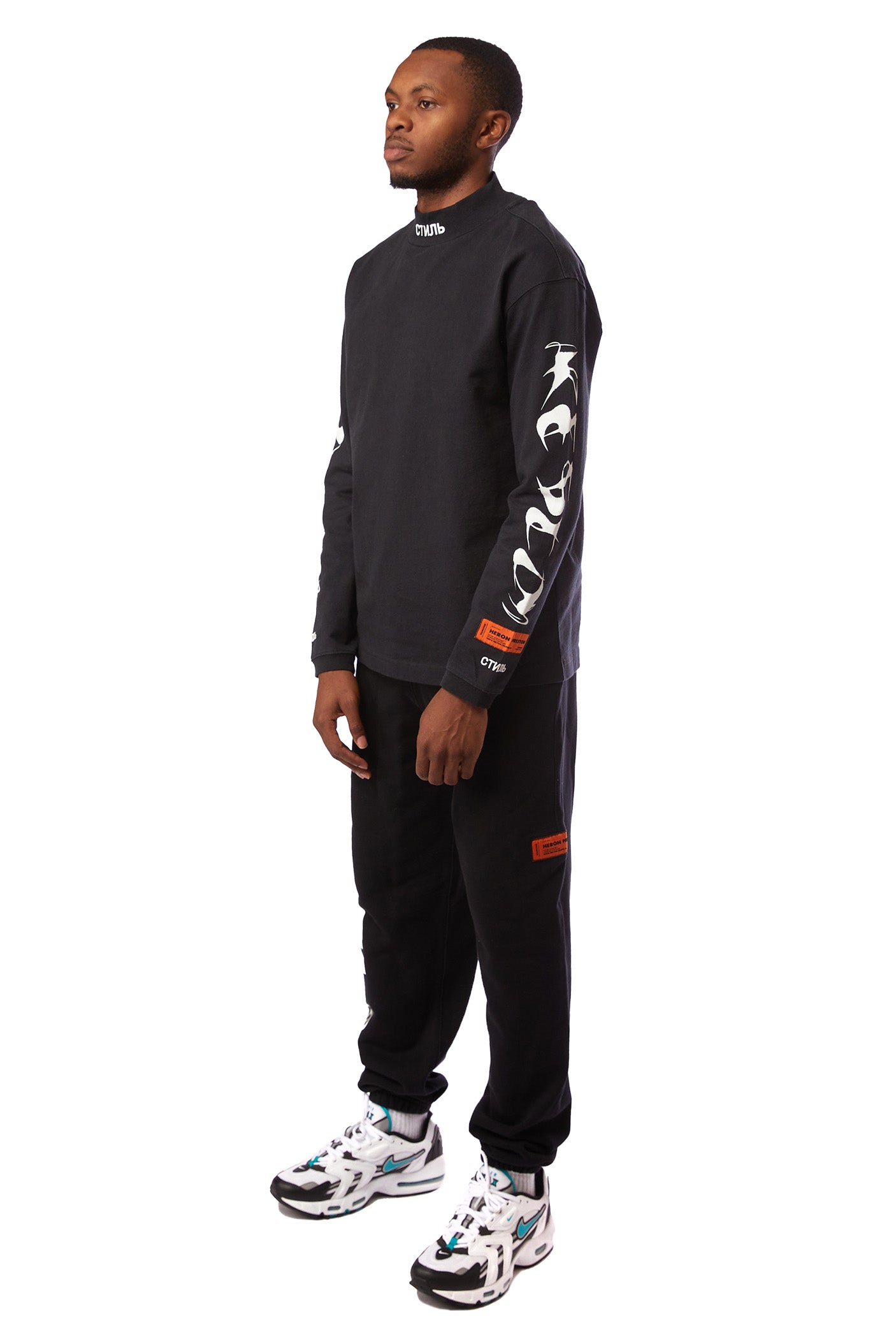 Heron Preston LS HP Brush Turtleneck 'Black' - ROOTED