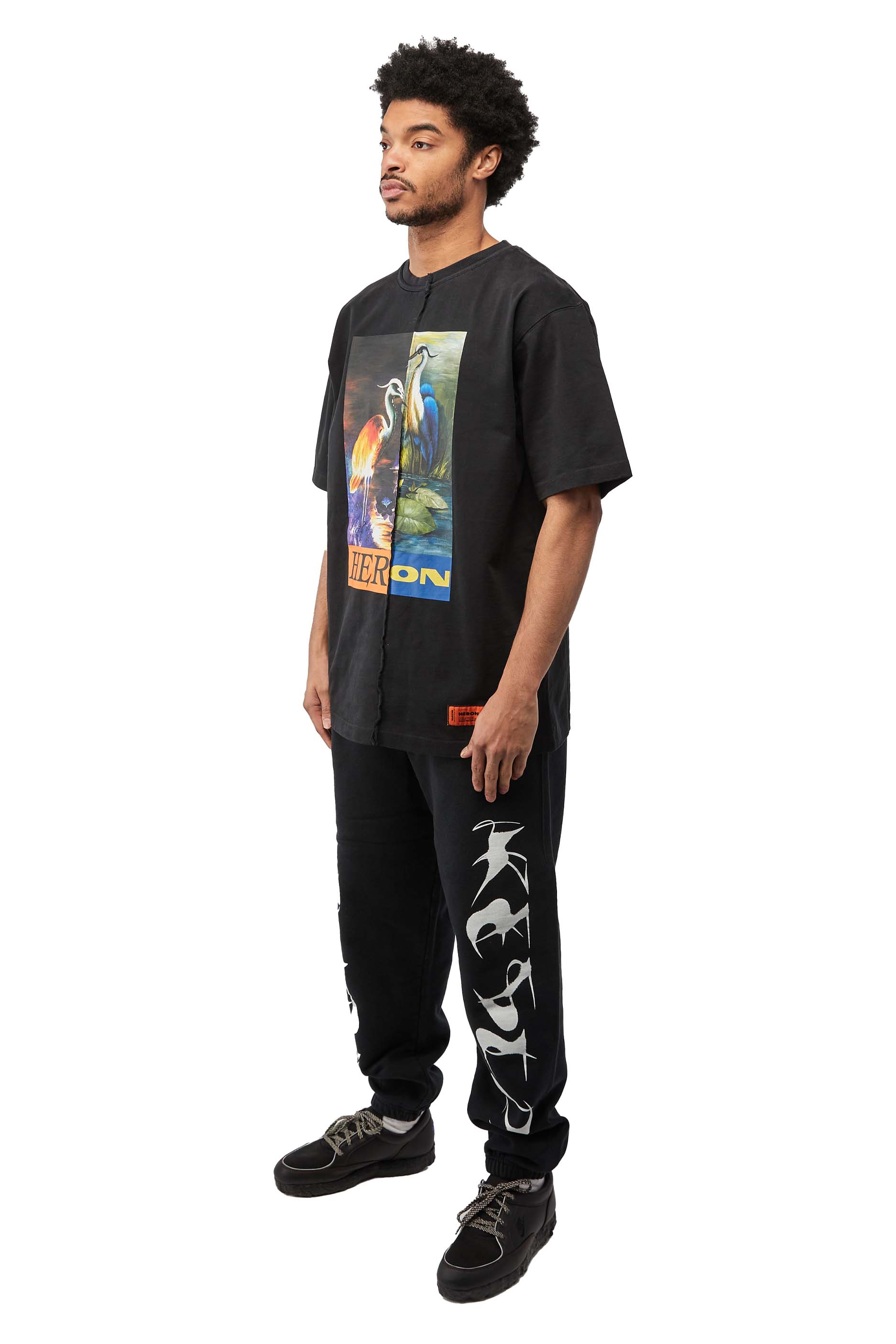 Heron Preston Split Herons S/S Tee 'Black/Orange' - ROOTED