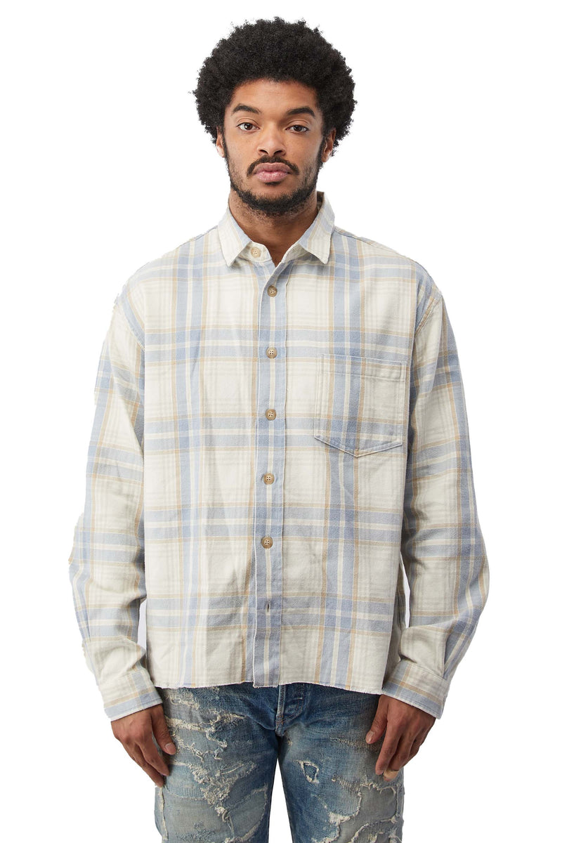 John Elliott Hemi Oversized Shirt 'Ivory/Blue' | ROOTED