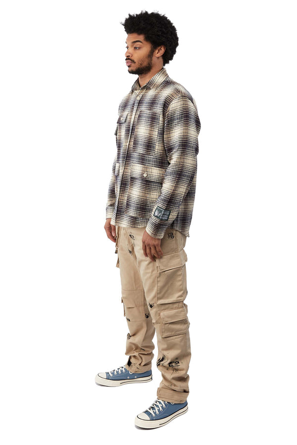 Reese Cooper Cargo Flannel Shirt 'Blue' - ROOTED