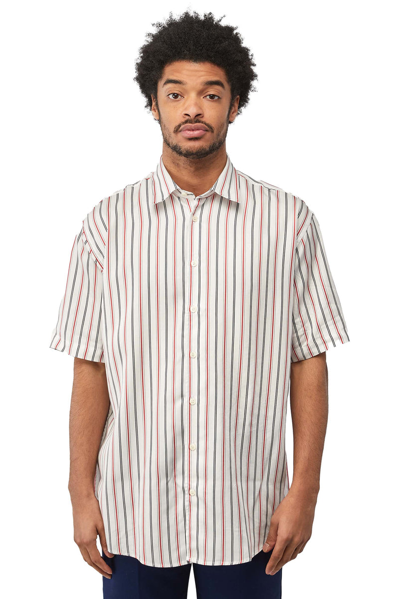 Soulland Basil Shirt 'White/Red Stripes' - ROOTED