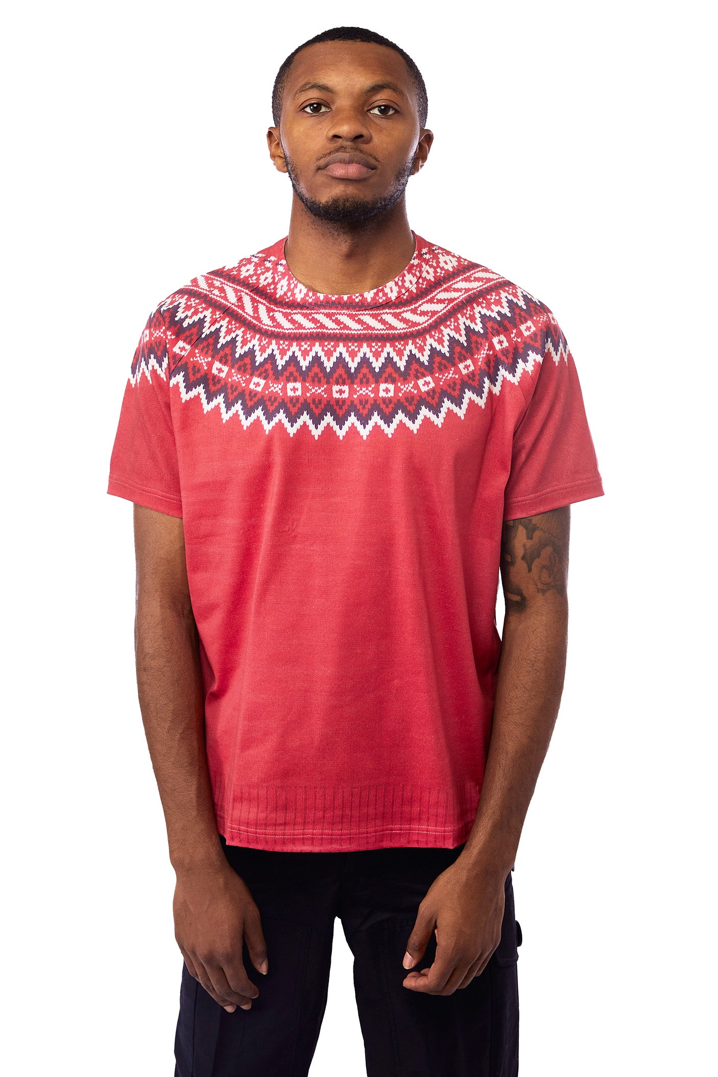 Junya Watanabe Sweater Print Tee 'Red/White' - ROOTED