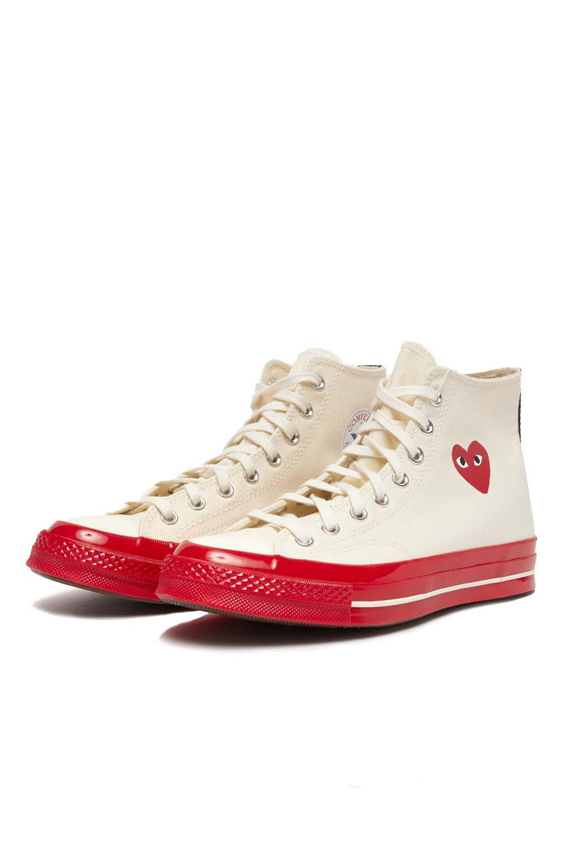 des PLAY x Chuck 70 High Shoes Egret/Red | ROOTED