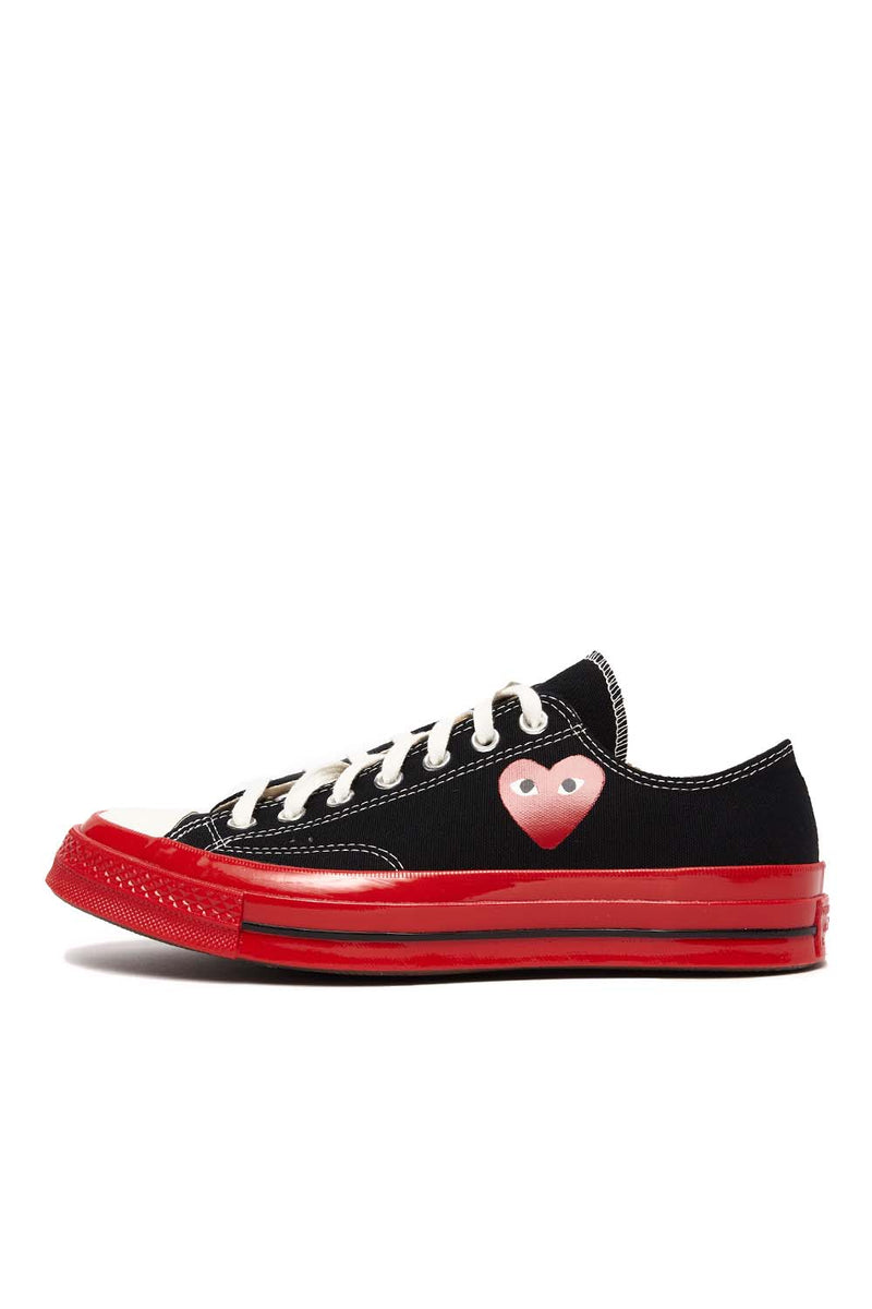 Comme des Garcons PLAY Converse Chuck 70 Low Shoes Black/Red | ROOTED