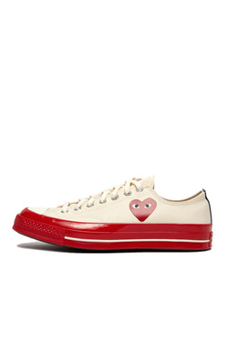 Garcons PLAY x Converse Chuck 70 Low Shoes Egret/Red | ROOTED