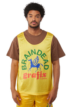 Brain Dead Graphics Team Jersey 'Brown/Yellow' - ROOTED
