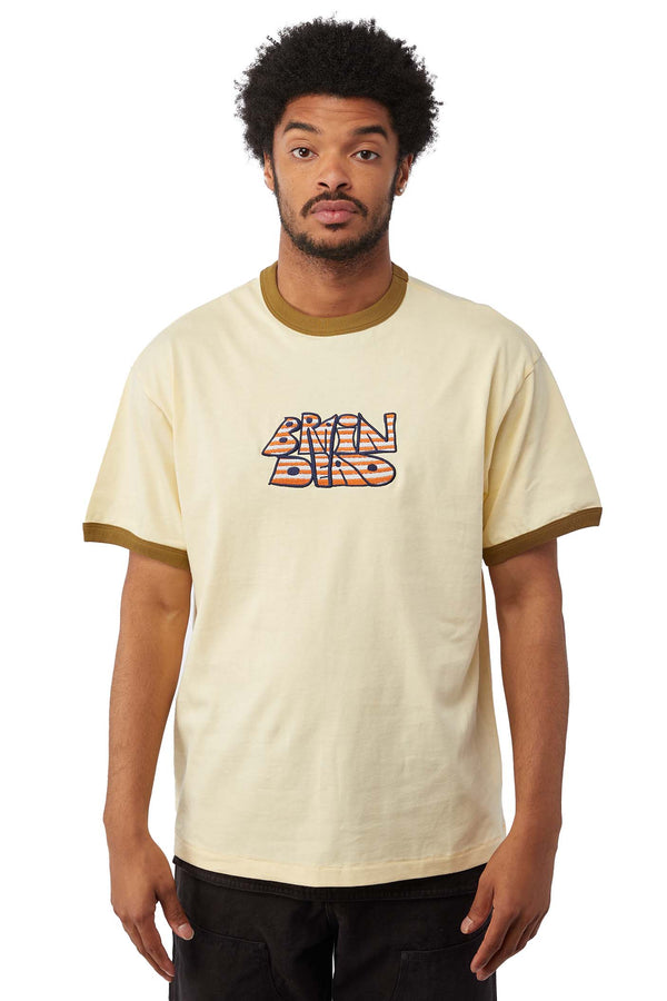 Brain Dead Throw Up Ringer Tee 'Cream' - ROOTED
