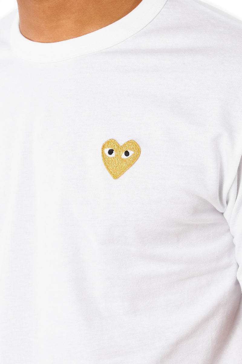 Comme Des Garcons PLAY Gold Heart Tee 'White' - ROOTED