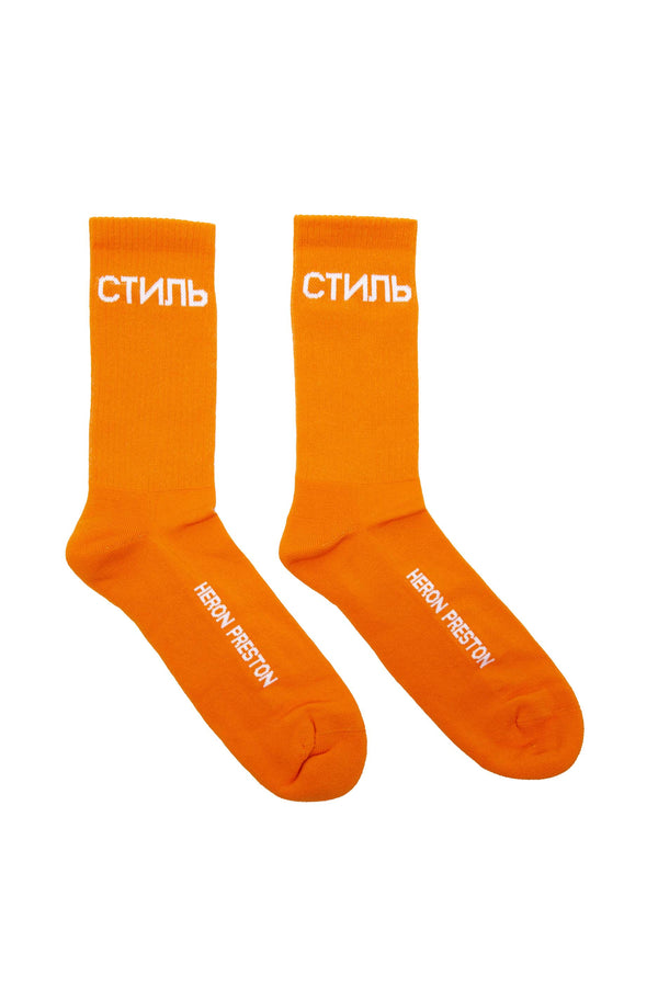 Heron Preston CTNMB Long Sock 'Orange/White' - ROOTED